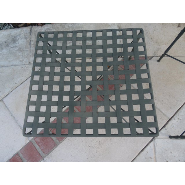 These Iconic Tables have the classic woven lattice top with a hand hammered finish on the legs. These items are unmarked...