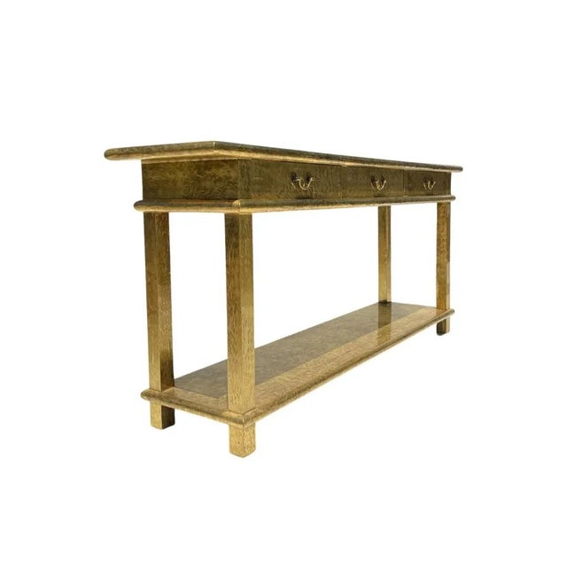 1960s Vintage Mid Century Modern Brass Clad Console Table Attributed to Mastercraft For Sale - Image 11 of 11
