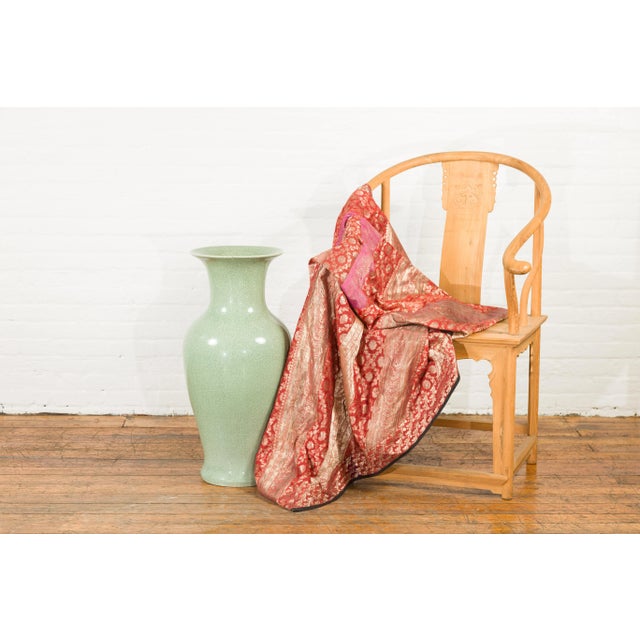 Mid 20th Century Chinese Vintage Altar Vase with Crackle Celadon Finish and Flaring Neck For Sale - Image 5 of 13