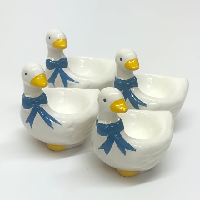 Adorable Ceramic Duck Egg Cups - Set of 4 For Sale - Image 4 of 9