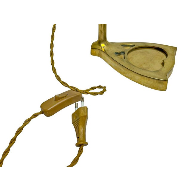 Art Nouveau Brass Table Lamp with Glass Paste Lampshade, 1920s For Sale - Image 9 of 11
