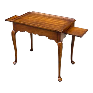 1970s Statton Furniture Traditional Queen Anne Solid Cherry Tea Table (Oxford)