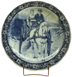 Plate, Boch Blue Delft, Carriage