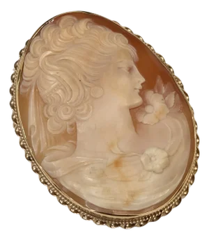 Antique 1920s-1930s 14k Yellow Gold Carnelian Shell Cameo Brooch Pendant 20.3g