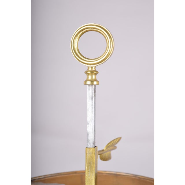 Metal Brass Bouillotte Candle Lamp with Green Tole Shade and Paw Feet, 1950s For Sale - Image 7 of 11