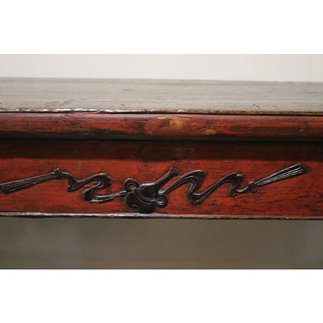 Mid 19th Century Chinese Red Lacquered Altar Table For Sale - Image 5 of 8