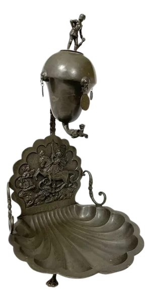 Pewter Fountain with Scene of Saint George and the Dragon