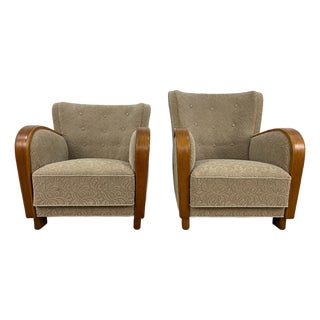 Beech Lounge Chairs, 1940s, Set of 2 For Sale