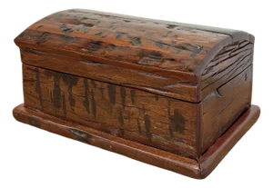 Vintage Distressed Handmade Wood Hinged Lid Box