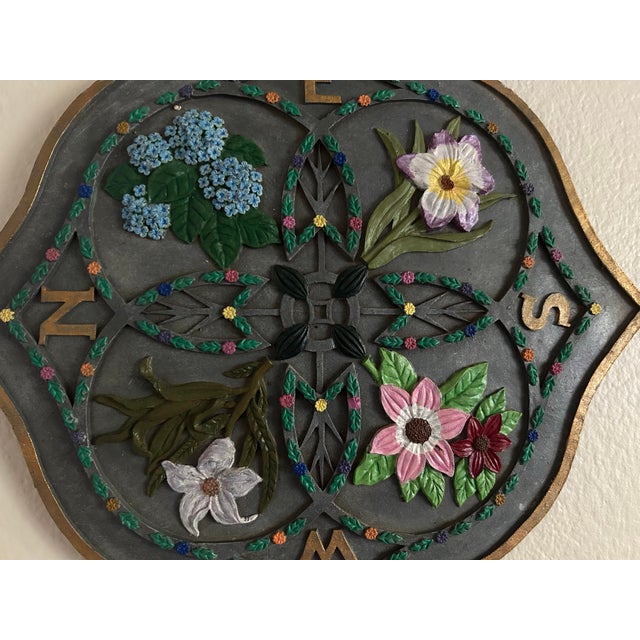 Vintage Gothic Revival Floral Quatrefoil Wall Plaque For Sale - Image 4 of 12