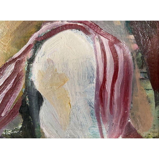Paper 1980s Oil Painting Portrait of a Girl Valentin Dmytrovych Khrushch For Sale - Image 7 of 9