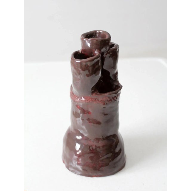 Vintage Free Form Studio Pottery Vase For Sale - Image 6 of 9