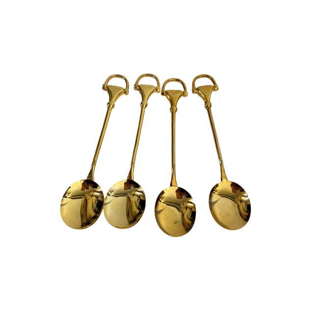 Gold Vintage Set of 12 Gucci Gold-Plated Coffee or Demitasse /Coffee Spoons Horsebit Style Handles, For Sale - Image 8 of 10