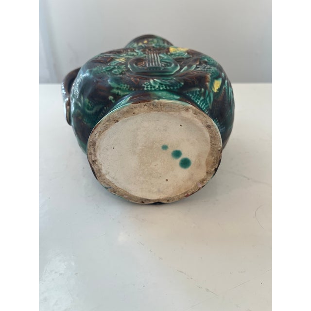 Victorian 1900s Two Majolica Ceramic Pitchers For Sale - Image 3 of 12