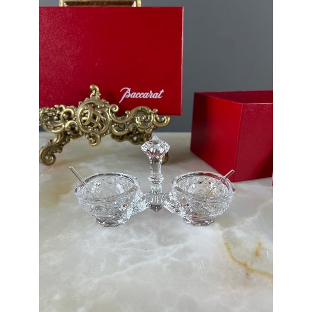 20th Century Cut-Decorated Model Double Crystal Salt Cellar from Baccarat, Set of 3 For Sale - Image 3 of 10
