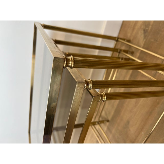 1940s Neoclassical style brass nesting tables by Maison Jansen For Sale - Image 9 of 12