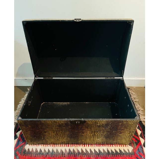 Vintage Trunk Storage Chest W/Faux Crocodile Finish For Sale In New York - Image 6 of 12