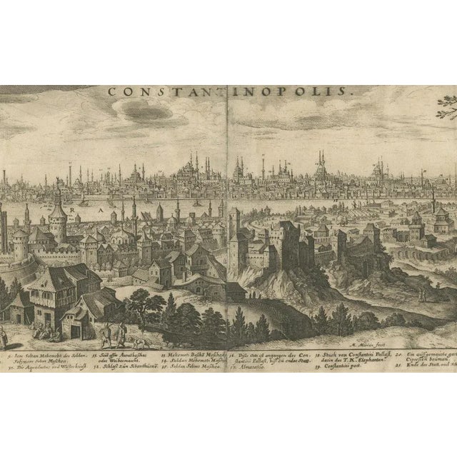 Matthäus Merian the Elder, Constantinople Panorama, 1635, Engraving For Sale - Image 10 of 12
