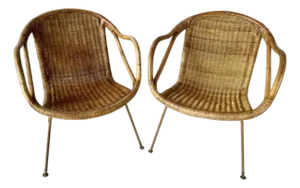 Pair of Mid-Century Rattan Armchairs by Paul McCobb for Calif-Asia