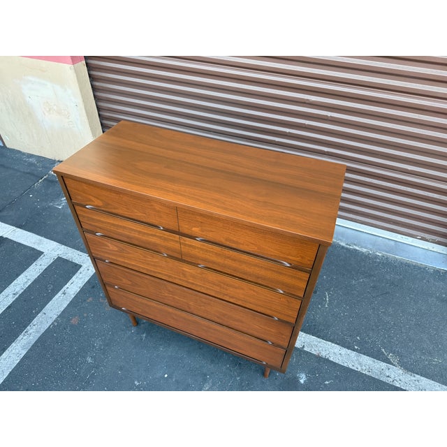 Vintage Mid Century Modern Walnut Highboy For Sale - Image 4 of 6