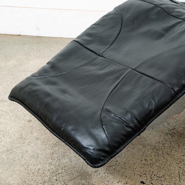 1970s Mid Century Danish Modern Lounge Chair Chaise Black Leather Attributed to Tord Bjorklund Metal For Sale In Sacramento - Image 6 of 9