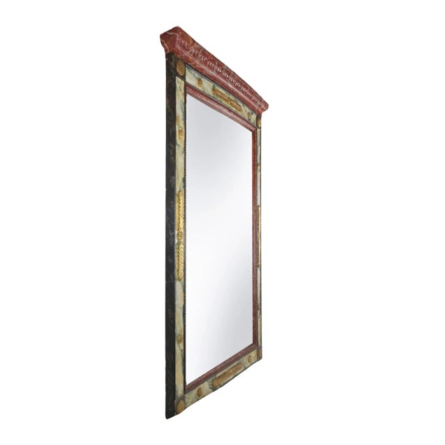 Retro Design Regency Style Gilded and Trompe l'Oeil Marble Mirror For Sale - Image 4 of 10