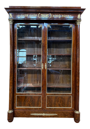 Empire Two-Door Display Bookcase in Mahogany Veneer with Gilt Bronze Mounts