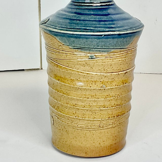 Mid-Century Boho Chic Americana Folk Art Hand-Thrown Pottery Studio Vase, Artist Signed For Sale - Image 4 of 11