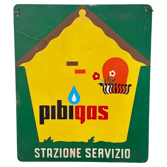 Blue Double-Sided Pibigás Sign in Silkscreened Iron, 1960s For Sale - Image 8 of 8