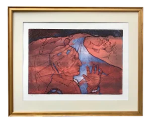 Vintage Original Surrealist Etching Dream Vision