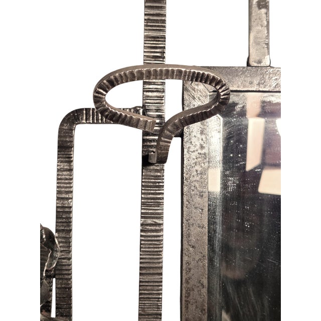 1920s Original French Art Deco Hammered Iron Halltree, Coat Rack W/ Mirror, Shelf, Rose Trellis For Sale In New York - Image 6 of 18