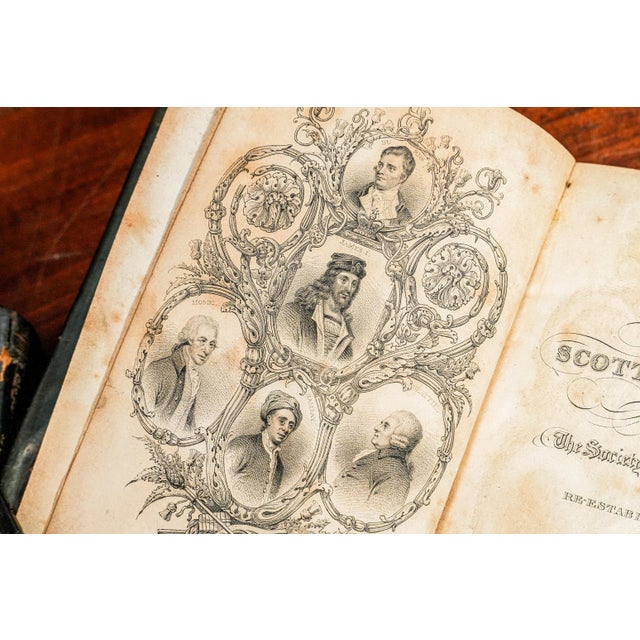 Rare Complete 3 Volume Antique Miniature Leather Book Set Lives of Scottish Poets Scotland Library Office Home Decor For Sale - Image 12 of 14