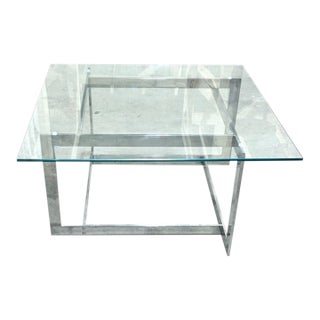 Vintage Modern Chrome and Glass Coffee Table For Sale