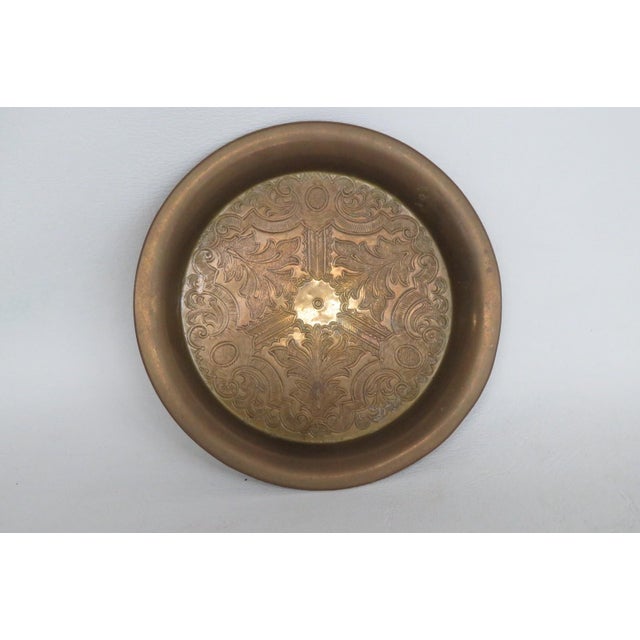 Brass Brass Decorative Small Plate Trinket Tray Dish With Engraved Floral Design 5096b For Sale - Image 8 of 14