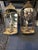 Impressive large pair of Vaughn brass and curved plexiglass wall lanterns having electrified candle inside each with...