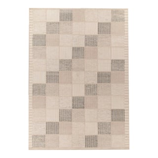 Scandinavian Style Kilim in Beige, Gray High-low Geometry by Rug & Kilim 13x19 For Sale