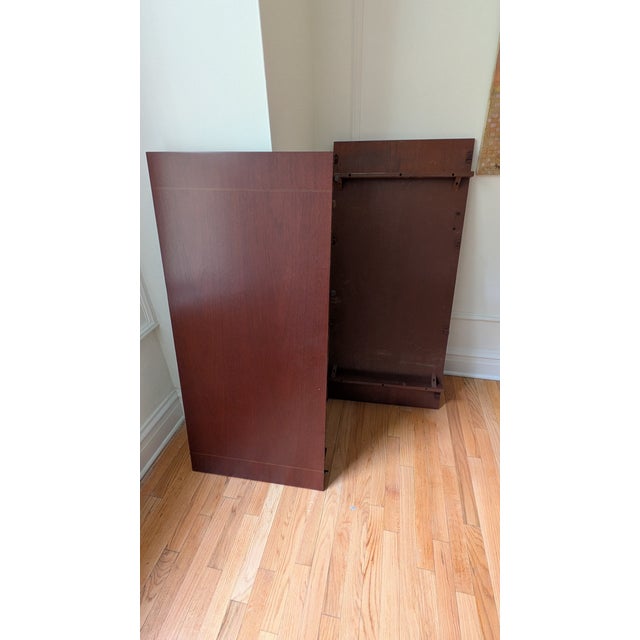 Baker Furniture Company 1980s Solid Mahogany Dining Table With Crushed Velvet Chairs For Sale - Image 4 of 11