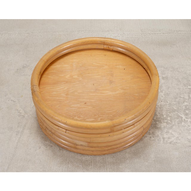 Mid-Century 7 Strand Paul Frankl Style Stacked Rattan Ottoman For Sale In Sacramento - Image 6 of 18