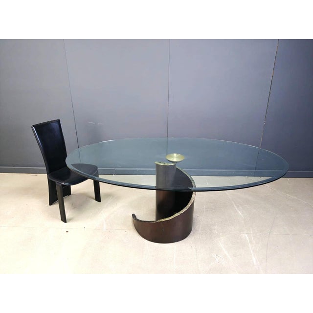 Brutalist Glass and Bronze Dining Table by Barilone for Roche Bobois, 1990s For Sale - Image 16 of 17