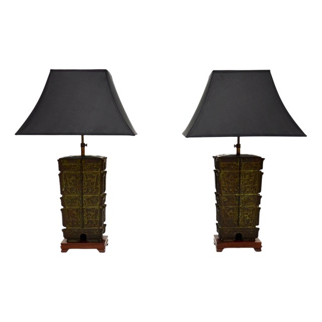 Large Bronze Table Lamps, 1930, Set of 2 For Sale