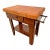 Vintage Butcher Block Carving Table Oak Base With Drawer Shelf End Cut Maple Top For Sale