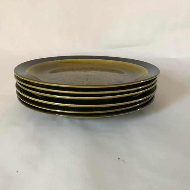 Mid-Century Modern Midcentury Andre Ponche Decostone Dinner Plates S/6 For Sale - Image 3 of 6