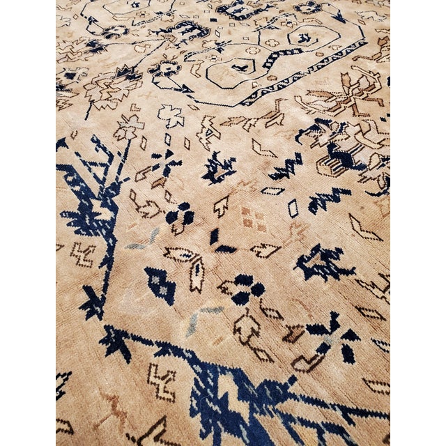 Antique Indo-Mahal, Handmade Oriental Rug, Blue, Taupe, Creams All-Over Design For Sale - Image 9 of 17