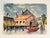 Mid-Century Modern 1953 Watercolor Painting of Boatyard by James Vincent Cupoli For Sale - Image 3 of 7