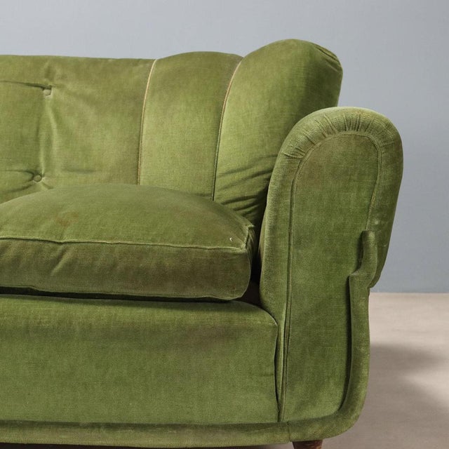 Vintage Green Velvet Sofa, 1950s For Sale - Image 5 of 12
