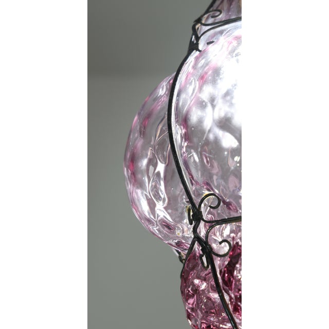 1960s 1960s Wonderful Large Magenta Colour Venetian Lantern, Seguso Murano Glass, Italy For Sale - Image 5 of 14