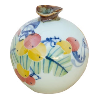 Hand-Painted Duckling & Floral Miniature Vase For Sale