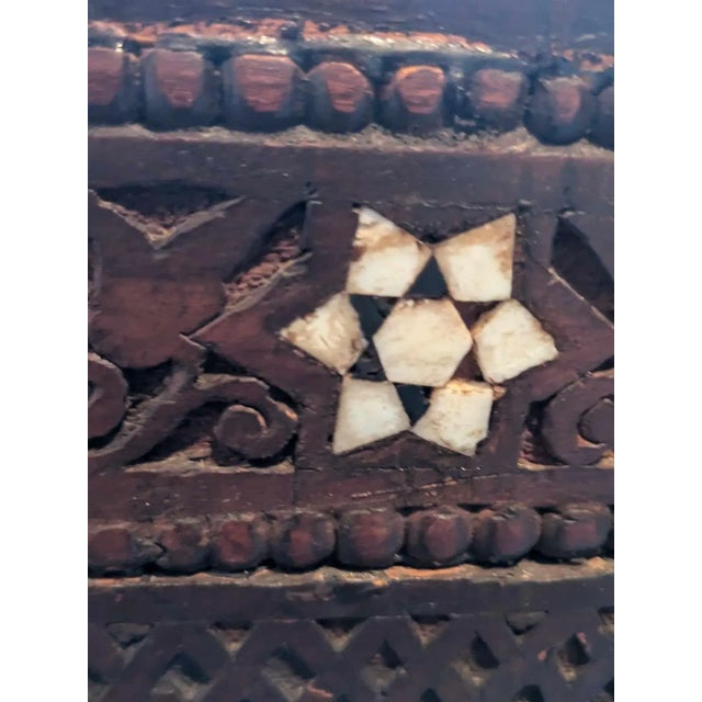 Late 19th Century Moroccan Style Mother of Pearl Inlay Entry Bench For Sale - Image 11 of 12