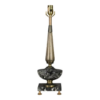Vintage Marble and Brass Ornate Decorative Table Lamp For Sale