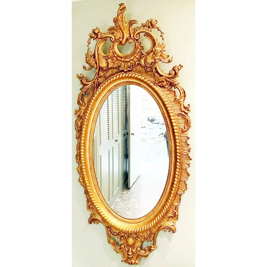 Antique French Rococo Gilt Oval Mirror | Chairish, image size:900x900
